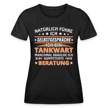 Ich führe Selbstgespräche - Tankwart Edition - Frauen Funktions-T-Shirt - Schwarz - Vorne - AI Model Female 172 light (172cm)
