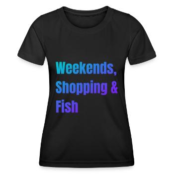 Einkaufen am Wochenende und Fisch - Frauen Funktions-T-Shirt - Schwarz - Vorne - AI Model Female 172 light (172cm)