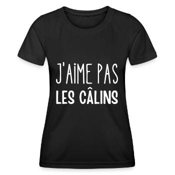 j'aime pas les câlins - T-shirt sport Femme - noir - Devant - AI Model Female 172 light (172cm)