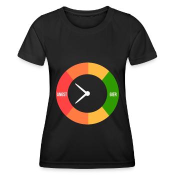 Angst > Gier - Frauen Funktions-T-Shirt - Schwarz - Vorne - AI Model Female 172 light (172cm)