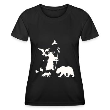 Fantasy Rollenspiel - Druide Silhouetten Design - Frauen Funktions-T-Shirt - Schwarz - Vorne - AI Model Female 172 light (172cm)