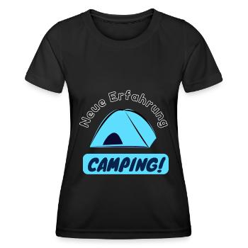 Neue Erfahrung - Camping! - Frauen Funktions-T-Shirt - Schwarz - Vorne - AI Model Female 172 light (172cm)