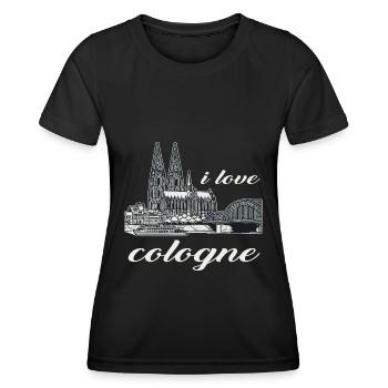 J’adore Cologne Design avec la cathédrale de Cologne et le Rhin - T-shirt sport Femme - noir - Devant - AI Model Female 172 light (172cm)