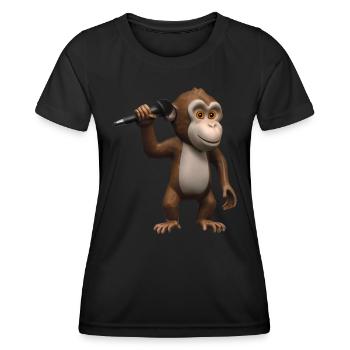 Singender Affe - Frauen Funktions-T-Shirt - Schwarz - Vorne - AI Model Female 172 light (172cm)