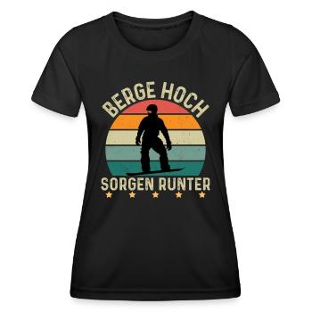 Berge Hoch Sorgen Runter - Frauen Funktions-T-Shirt - Schwarz - Vorne - AI Model Female 172 light (172cm)