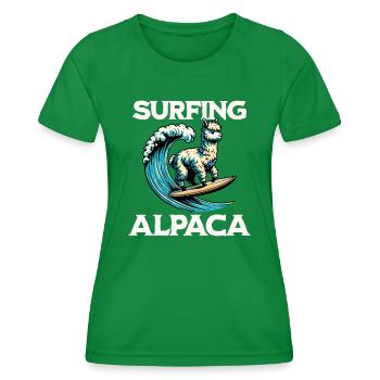 Surfing Alpaca - Frauen Funktions-T-Shirt - Kelly Green - Vorne - AI Model Female 172 dark (172cm)