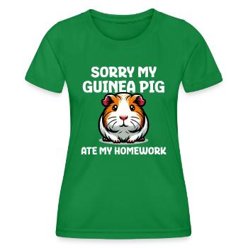 Désolé, mon cochon d’Inde a mangé mes devoirs - T-shirt sport Femme - vert - Devant - AI Model Female 172 dark (172cm)
