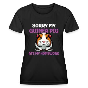 Désolé, mon cochon d’Inde a mangé mes devoirs - T-shirt sport Femme - noir - Devant - AI Model Female 172 light (172cm)