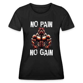 No Pain No Gain Pitbull - Frauen Funktions-T-Shirt - Schwarz - Vorne - AI Model Female 172 light (172cm)