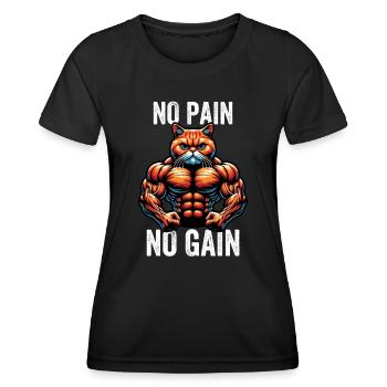 No Pain No Gain Cat - Women's Functional T-Shirt - black - Front - AI Model Female 172 light (172cm)