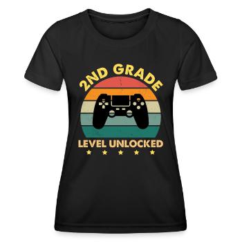 2nd Grade Level Unlocked Vintage Sunset - Women's Functional T-Shirt - black - Front - AI Model Female 172 light (172cm)