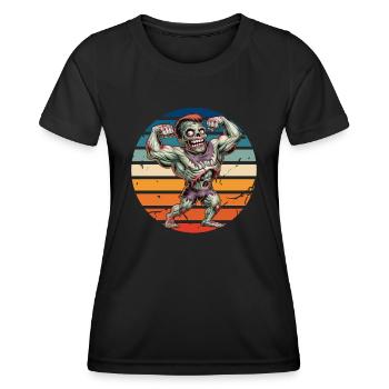 Zombie Vintage Coucher de soleil - T-shirt sport Femme - noir - Devant - AI Model Female 172 light (172cm)