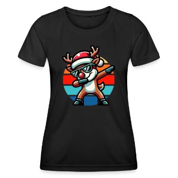 Dabbing Rudolph Vintage Sunset - Frauen Funktions-T-Shirt - Schwarz - Vorne - AI Model Female 172 light (172cm)
