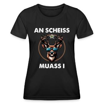An Scheiss Muass I - Volksfest - Frauen Funktions-T-Shirt - Schwarz - Vorne - AI Model Female 172 light (172cm)