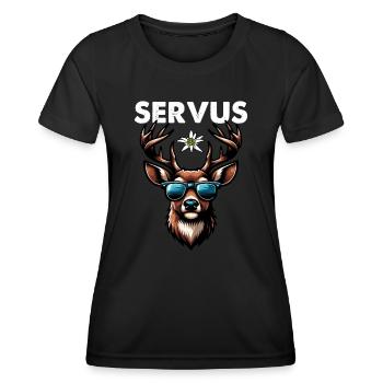 Servus - Volksfest - Frauen Funktions-T-Shirt - Schwarz - Vorne - AI Model Female 172 light (172cm)