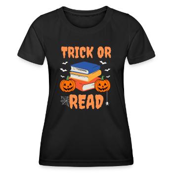 Astuce ou lecture - T-shirt sport Femme - noir - Devant - AI Model Female 172 light (172cm)