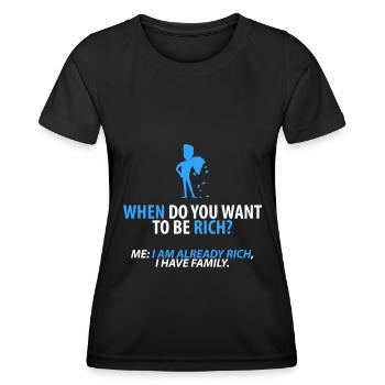 Déjà riche : ma famille - T-shirt sport Femme - noir - Devant - AI Model Female 172 light (172cm)