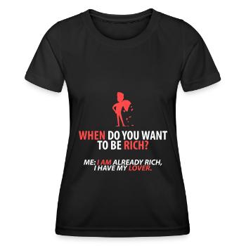 Déjà riche : mon amant - T-shirt sport Femme - noir - Devant - AI Model Female 172 light (172cm)
