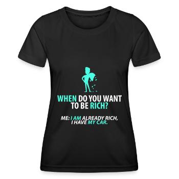 Déjà riche : ma voiture - T-shirt sport Femme - noir - Devant - AI Model Female 172 light (172cm)