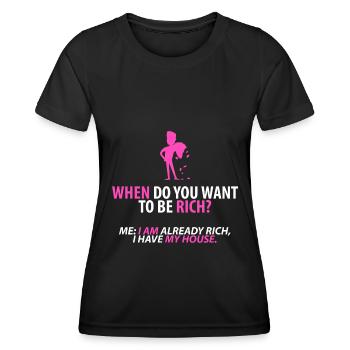 Déjà riche : ma maison - T-shirt sport Femme - noir - Devant - AI Model Female 172 light (172cm)