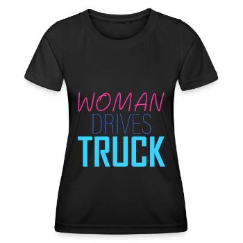Frau fährt Lkw - Frauen Funktions-T-Shirt - Schwarz - Vorne - AI Model Female 172 light (172cm)