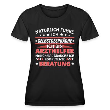 Ich führe Selbstgespräche - Arzthelfer Edition - Frauen Funktions-T-Shirt - Schwarz - Vorne - AI Model Female 172 light (172cm)