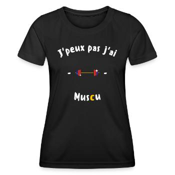 J peux pas j ai Muscu - T-shirt sport Femme - noir - Devant - AI Model Female 172 light (172cm)
