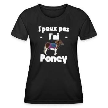 Ich kann nicht, ich kann Pony haben - Frauen Funktions-T-Shirt - Schwarz - Vorne - AI Model Female 172 light (172cm)
