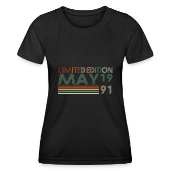 32ème Anniversaire Mai Millésime 1991 Millésime - T-shirt sport Femme - noir - Devant - AI Model Female 172 light (172cm)