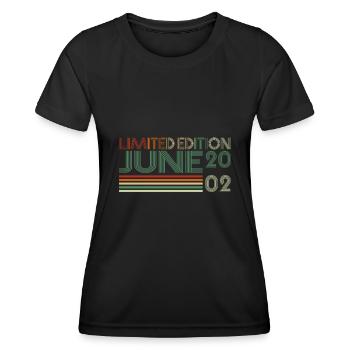 21. Geburtstag Juni Jahrgang 2002 Vintage - Frauen Funktions-T-Shirt - Schwarz - Vorne - AI Model Female 172 light (172cm)
