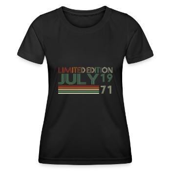 52ème Anniversaire Juillet Millésime 1971 Millésime - T-shirt sport Femme - noir - Devant - AI Model Female 172 light (172cm)