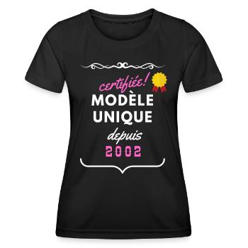 certifiée modèle unique depuis 2002 - T-shirt sport Femme - noir - Devant - AI Model Female 172 light (172cm)