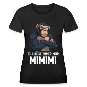 Singe Chimpanzé J’entends toujours Mimimi - T-shirt sport Femme - noir - Devant - AI Model Female 172 light (172cm)
