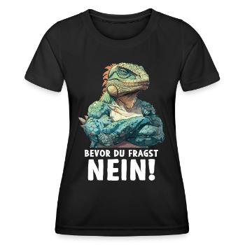 Reptiles Iguane Vert Avant Que Vous Ne Demandiez Non - T-shirt sport Femme - noir - Devant - AI Model Female 172 light (172cm)