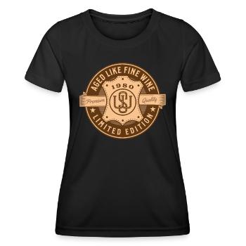 Vieilli comme un bon vin idée cadeau d’anniversaire des années 1980 - T-shirt sport Femme - noir - Devant - AI Model Female 172 light (172cm)