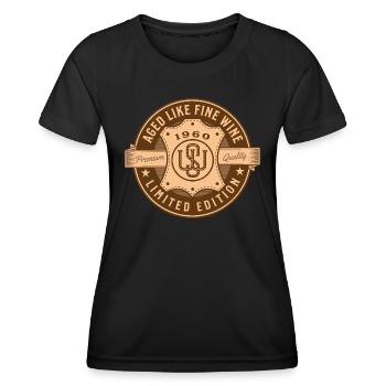 Vieilli comme un bon vin idée cadeau d’anniversaire des années 1960 - T-shirt sport Femme - noir - Devant - AI Model Female 172 light (172cm)
