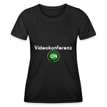 Videokonferenz - Frauen Funktions-T-Shirt - Schwarz - Vorne - AI Model Female 172 light (172cm)
