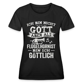 Flügelhorn Blasmusik Musiker Blasinstrument Lustig - Frauen Funktions-T-Shirt - Schwarz - Vorne - AI Model Female 172 light (172cm)