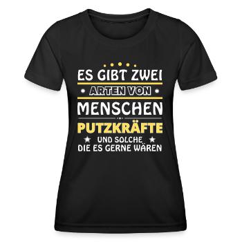 Putzkraft Geschenk - zwei Arten von... Design - Frauen Funktions-T-Shirt - Schwarz - Vorne - AI Model Female 172 light (172cm)