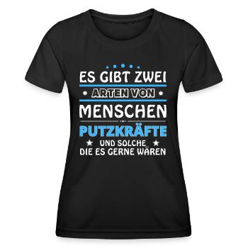 Putzkraft Geschenk - zwei Arten von... Design - Frauen Funktions-T-Shirt - Schwarz - Vorne - AI Model Female 172 light (172cm)