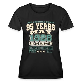 Aged to perfection may 1928 - 95 years old - Women's Functional T-Shirt - black - Front - AI Model Female 172 light (172cm)