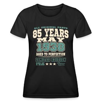Aged to perfection may 1938 - 85 years old - Women's Functional T-Shirt - black - Front - AI Model Female 172 light (172cm)
