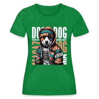 URBAN CHIC : LE CHIEN EMBRASSE LA VIE CITADINE AVEC STYLE - T-shirt sport Femme - vert - Devant - AI Model Female 172 dark (172cm)