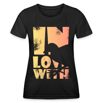 Cailler Poulet de soufflé Amour - T-shirt sport Femme - noir - Devant - AI Model Female 172 light (172cm)