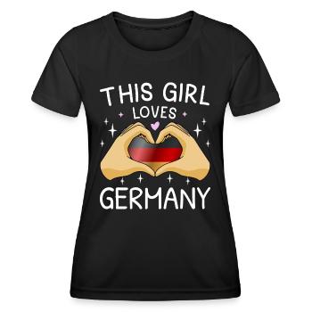 Allemagne Drapeau allemand Drapeau allemand Utilisé Regarder à la maison - T-shirt sport Femme - noir - Devant - AI Model Female 172 light (172cm)