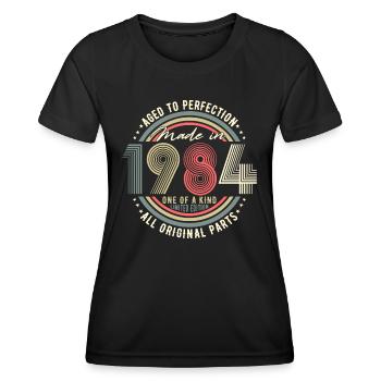 1984 Naissance vintage rétro anniversaire - T-shirt sport Femme - noir - Devant - AI Model Female 172 light (172cm)