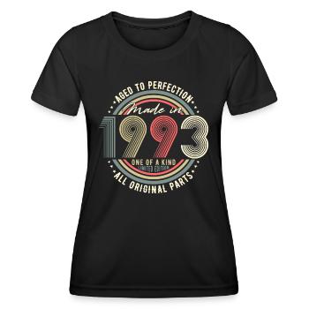 1993 né vintage Retro 30ème anniversaire - T-shirt sport Femme - noir - Devant - AI Model Female 172 light (172cm)