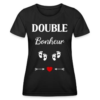 Double bonheur - T-shirt sport Femme - noir - Devant - AI Model Female 172 light (172cm)