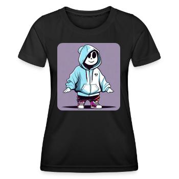 Cooler Geist im Hoodie - Frauen Funktions-T-Shirt - Schwarz - Vorne - AI Model Female 172 light (172cm)