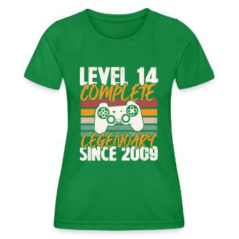 Geburtstagsgeschenk, Level 14 Complete 2009 - Frauen Funktions-T-Shirt - Kelly Green - Vorne - AI Model Female 172 dark (172cm)